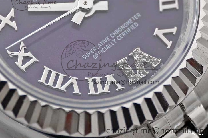 Steel NH05 28 904L Roman Edition Dial on Bracelet SS DateJust President TWF Purple Best Lady Markers 1:1 0123